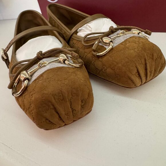 GUCCI, Suede Horsebit GG Ballerinas - Picture 4 of 15